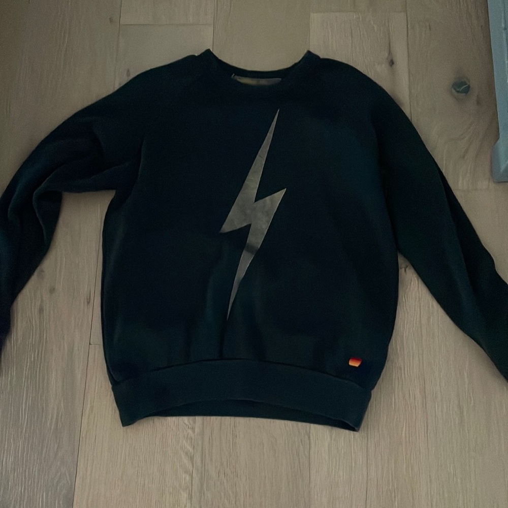 Aviator Nation Gray Sweatshirt Size M with Gold Lightning Bolt